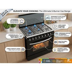 sarahtech 80*60 Standing Cooker 6 burners (all gas) A Function Electric Oven, Rotisserie & Jet Burners