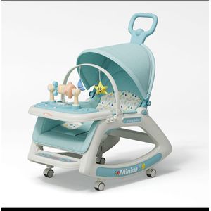 5 in 1 Baby Rocker; Seat mode, Rocking chair, Dining chair, Cart mode and Stroller mode. It's musical Suitable from newborn to 3yrs
