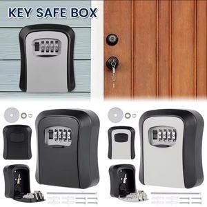 Wall Mounted Key Lock Box Full Metallic 4 Digit Combination Key Safe Box with Resettable Password Secure Outdoor Storage for Home Office Garage and Rental Access Control Heavy Duty Waterproof Security Key Storage Box Durable Anti Rust Design for Keys