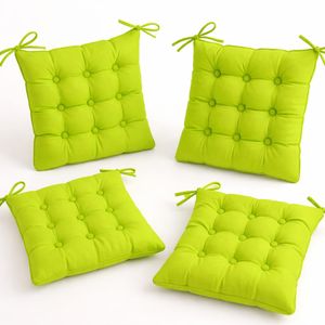 4pcs tufted Neon green chair pads(cushions)