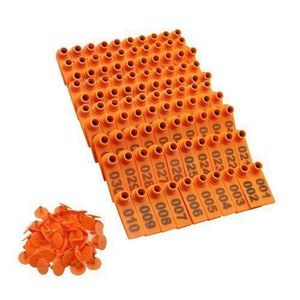 Taggies 100 Pack Number Ear Tags Plastic Livestock Farm Animal ID Tool Goats Label - Orange