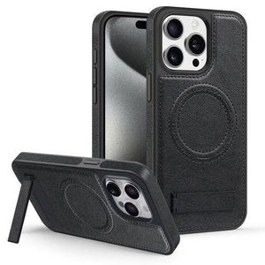 For iphone 15 Pro Max Case with Stand, Luxury Business Genuine Leather Magsafe Magnetic Kickstand Phone Case for iphone 15 Pro Max