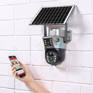 Built-In Infrared Leds Weather-Resistant Dust Proof Housing Smooth Pan And Tilt Monitoring V380 Pro App 12MP 4G PTZ Rotating Dual Lens Full-Color 24/7 Colored Night Vision Outdoor Security Solar Camera