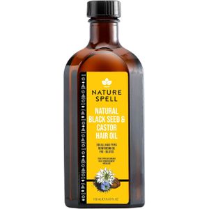NATURE SPELL Black Seed & Castor Oil Blend for Hair, Pre-Diluted Oil Reduces Breakage & Supports Stronger Strands, For All Hair Types, Vegan, 150ml.