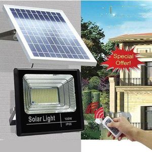 Solar Light 100W Outdoor Remote Controlled Dusk To Dawn Security Solar Flood Ligh