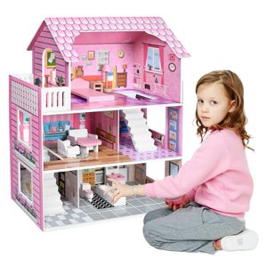 Children Wooden Doll House Toy – Educational Pretend Play Set
