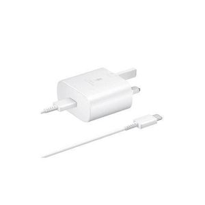 Samsung Super Fast Charging 25W With Type C To C Cable- Full Charger White