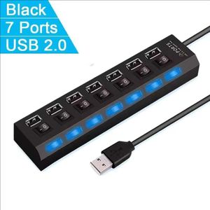 High Speed 7 Ports USB HUB 2.0 Adapter Expander Multi USB Splitter Multiple Extender with LED Lamp Switch for PC Laptop