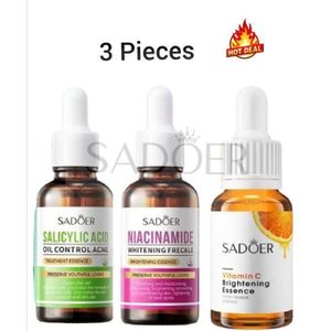 SADOER Nourishing  3 in 1, Salicylic Acid Acne Treatment Essence + Niacinamide Glowing Serum Dark Spot Removal+ Vitamin C GlowingEssence