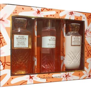 Bath & Body Works PURE WONDER Shower Gel With Aloe & Vitamin E + Fine Fragrance Mist Perfume + Daily Nourishing Body Lotion With Shea Butter & Coconut Oil nk