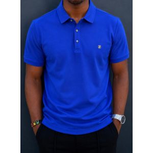Classic Men's slim fit short-sleeve blue polo shirt L to 3XL.
