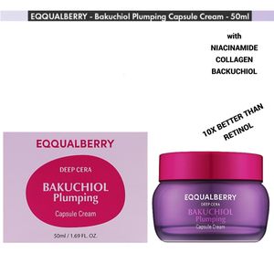 EQQUAL BERRY Bakuchiol Plumping Capsule Cream with Niacinamide & Collagen. Moisturizes, Glows, Brighten, Prevent skin aging, Firms , Plumps, Evens, Fades dark spots, hyperpigmentation, Moisturizes, Improve elasticity & Collagen production