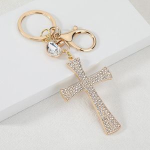 GUUO Creative Cross Keychain - Alloy Rhinestone Cross Keyring, Bling Car Key Charm & Bag Pendant for Women Men
