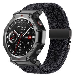 Amazfit T-Rex 2 Parachute Buckle Elastic braided Nylon Braided Quick Release Watch Band/strap Black