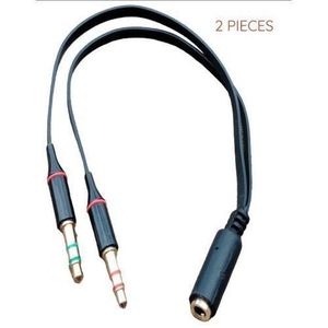 2x 35mm Audio Mic Splitter Y Cable Headphone Adapter 1 Female Jack To