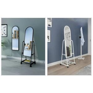 Full-Length Dressing Mirror with Metallic Frame – Mobile Standing Floor Mirror with Wheels – Slim 150cm Head-to-Toe Mirror for Bedroom & Boutique