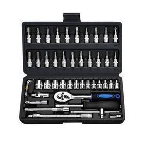 High-Quality Professional Hardware Tool Set: 46-Piece Socket Ratchet Wrench Set for Repairing Cars and Machines