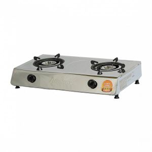RG544 Stainless Steel Top 2-Burner Gas Cooker – Auto Ignition, Heavy-Duty Pan Supports, Compact Design – Ideal for Small Kitchens & Apartments
