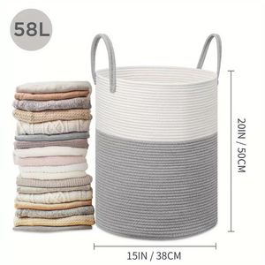 Large Cotton Rope/ decorative woven Basket with handles
