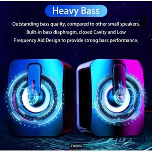 Computer Speakers PC Sound Box HIFI Stereo Microphone USB Wired Caixa De Som With LED Light For Desktop Computer