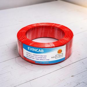 Evin 1.5mm Red Single Core Solid High Temperature Flame Safe PVC Indoor Electrical Wiring Cable