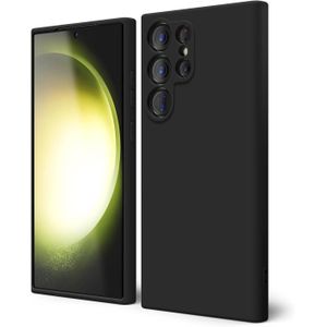 Soft Flexible Silicone Case for Samsung Galaxy S23 Ultra, Shockproof Anti-Scratch Slim TPU Protective Back Cover (Black)