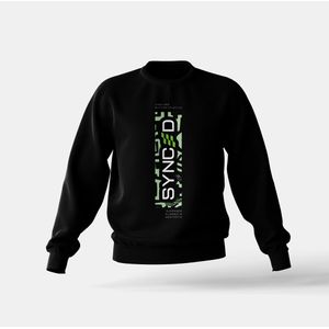 SYNCED Unisex Black Graphic Sweatshirt – Stylish Printed Crewneck Pullover  Casual Streetwear