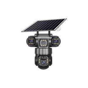 Intelligence Solar 4G (Simcard) V380 Triple Lens Three Screens Camera Solar Powered - (PIR Human Detection,Colored Night Vision, All Weatherproof, Security Video IP Camara 4mp Battery CCTV Monitor)