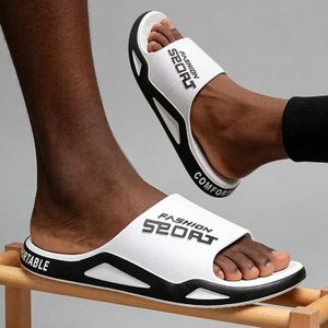 SHJO Men's Slide Shoes Comfortable Synthetic Non-slip Lightweight Breathable White Casual Slippers for Indoor Outdoor Beach Pool Daily Wear