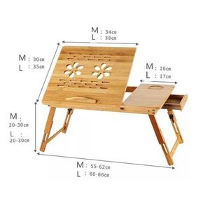 Foldable Bamboo Laptop Stand With Fan And Drawer