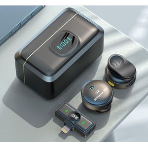 Wireless Lavalier Noise Cancellation Microphone with Charging Case – 2.4GHz Magnetic Clip-On Microphone for iPhone