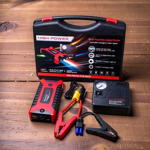 Portable Design LED Display Bright Flashlight SOS Light 12V 99800mAh Car Jump Starter with Air Compressor. 