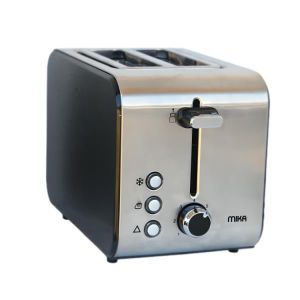 2-Slice Stainless Steel Toaster – 6 Browning Levels, Cancel/Reheat/Defrost Functions, Removable Crumb Tray – Silver/Black