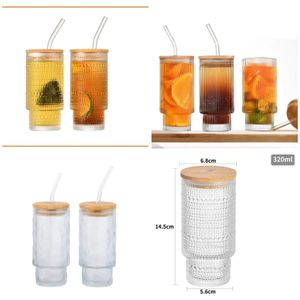 Borosilicate Glass Cup with Bamboo Lid & Straw – 320ml Reusable Drinking Glass with Straw Cleaner