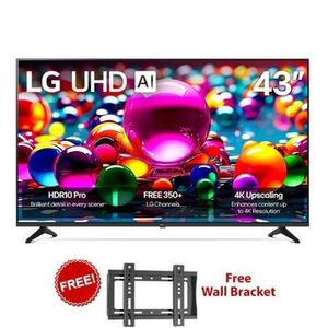LG 43 Inch 4K UHD Smart TV 43UA80006 – HDR10 Pro, AI Processor, webOS 25, Netflix, YouTube, WiFi, Bluetooth, DVB-T2/S2 – Black.(1YR WRTY)+FREE BRACKET