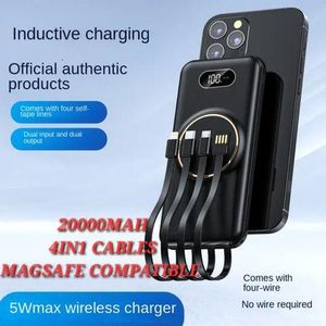 20000mAh Wireless Charger Power Bank WITH 4 CABLES MAGSAFE COMPATIBLE LED DISPLAY - BLACK