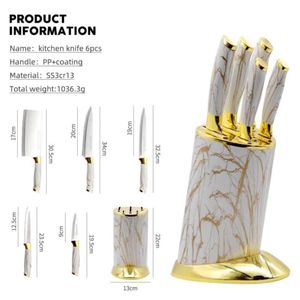 6pcs Kitchen Knife Sets with round stand and gold base 