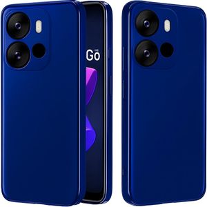 Soft Flexible Silicone Case for TECNO Pop 7, Shockproof Anti-Scratch Slim TPU Protective Back Cover (Blue)