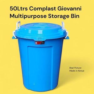 Complast Blue Giovanni Multipurpose Storage Bin 50L – Large Capacity Plastic Storage Container with Lid for Home, Office & Organization