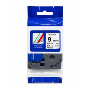 Compatible Brother 9mm x 8m Black on White Label Tape Compatible (TZ2-221)