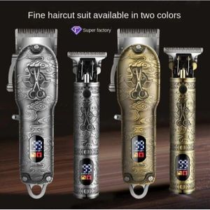 2pcs - Set Kinyozi Professional Hair Clippers/Shaver Set, Cordless Portable Electric Shaver Trimmer With LED Display Hair Cutting Machine 