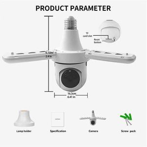 1080P 360°Surveillance Camera Smart Outdoor Wireless HD Night Visioncamera,PTZ Motion Auto Tracking Nanny Camera,WIFI Light Bulb CCTV Camera