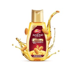 Dabur Almond Hair Oil, Provides Damage Protection, Non Sticky Formula, For Soft & Shiny Hair, With Almonds, Keratin Protein, Soya Protein & 10X Vitamin E, 190ML