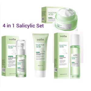 SADOER Quality 4 in 1 Acne Repair Toner+Serum+Cream+Cleanser Salicylic Acid 3% With Contains Centella Asiatica, Niacinamide and Collagen Anti Aging Pimples Remover,Glow Kit for Acne Prone Sensitive Skin Care, Clogged Pores, Oily Skin, and Acne-Prone ACNE DISPEL