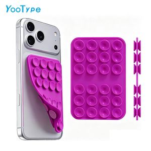 YooType Silicone Suction Phone Mount Holder, Double‑Sided Silicone, Suitable for Phones & Tablets, Works on Glass, Smooth Floors, Car Windows, Rose Red