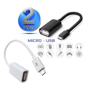 Micro USB Male To USB Adapter  2 Pack Connector OTG Cable Black White Android