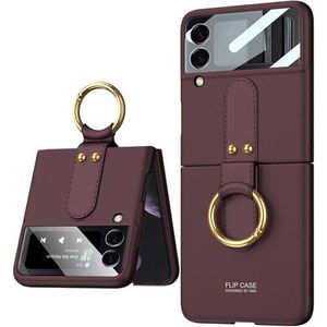 For Samsung Galaxy Z Flip 4 Case With Ring Ultra Thin Matte PC Protective Cover