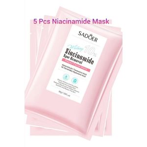 SADOER GLOW 5 Pieces Niacinamide Mask 10%  With Alpha Arbutin Ceramide Centalla Clarifying Mask Skin Care, Ideal for Soothing Repairing Rejuvenating Skin Nourishment Purifying Calming