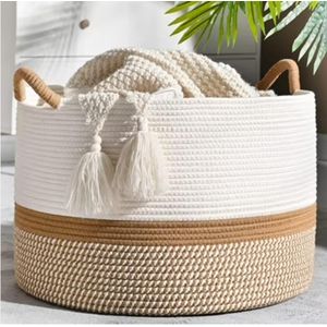 Cotton rope wooven laundry storage basket 