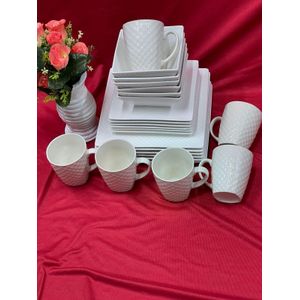 White Square Dinner Set 24 Pieces